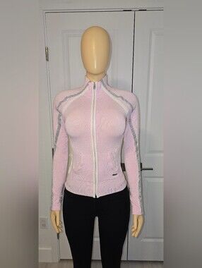 Bebe Sport Women’s Pink Zip-Up Jacket with Silver Trim